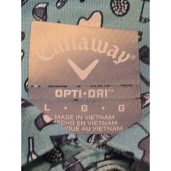 Callaway Mens Large Blue AOP Golf Polo Shirt Opti-Dri Stretch Performance - Picture 4 of 12